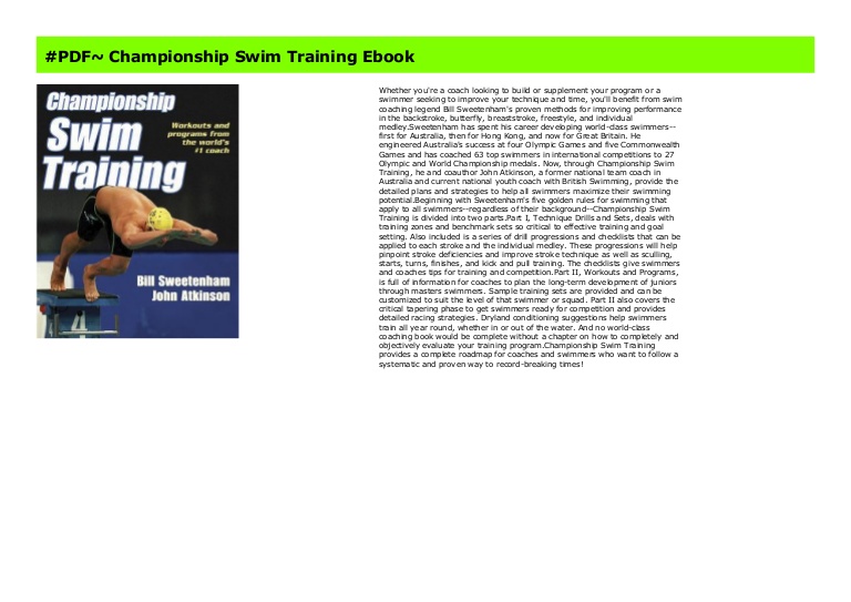 championship swim training bill sweetenham pdf file